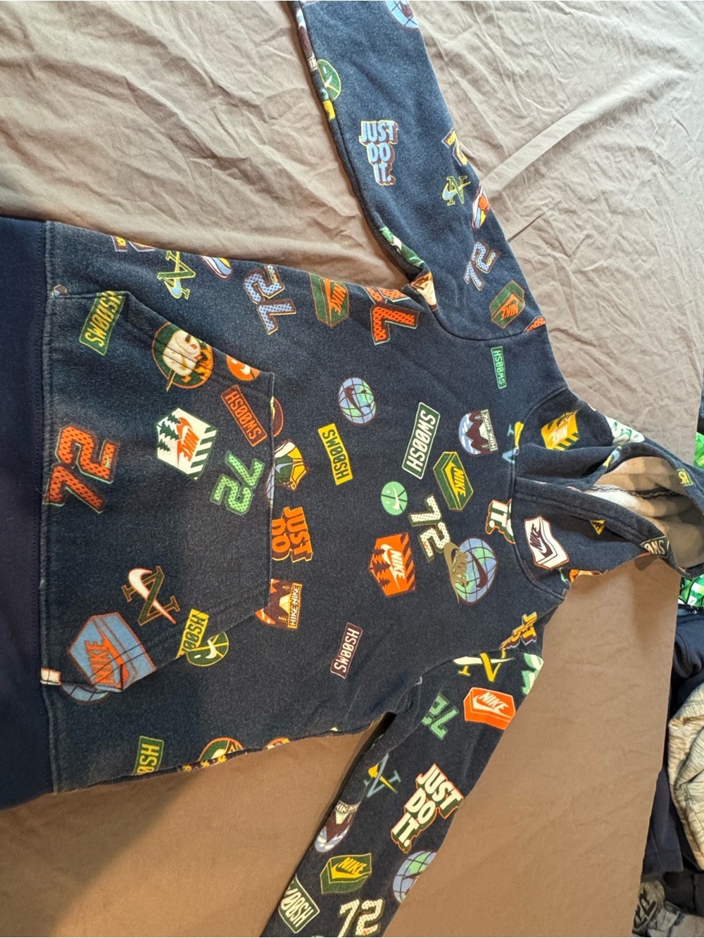 Nike Navy Hoodie with Multicolor graphic Logos